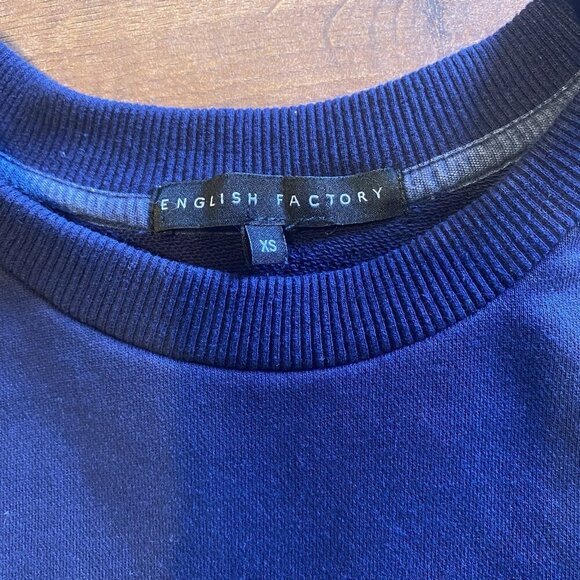 English Factory Womens Navy Blue Long Sleeve Pullover Sweater Size XS - Picture 2 of 4